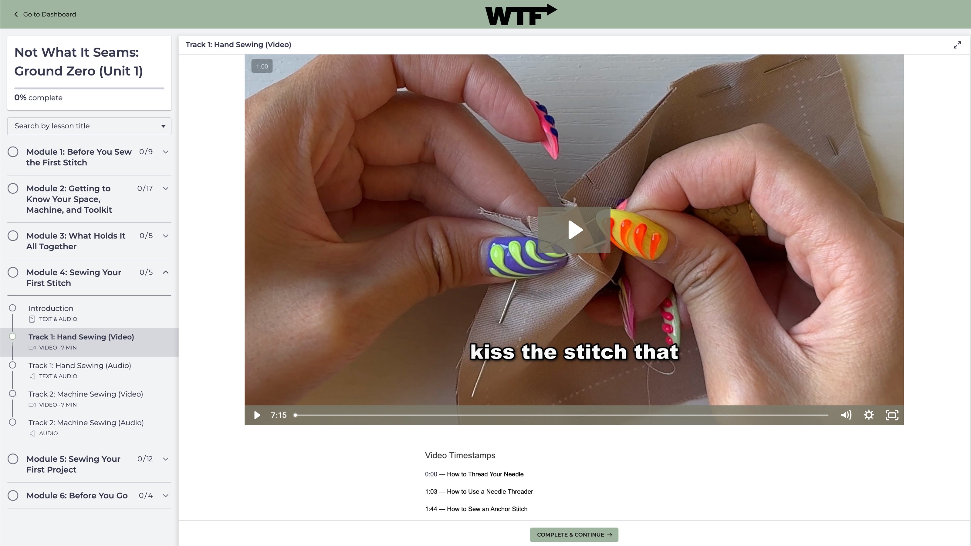 Preview of We The Future of Sewing's online sewing course, Not What It Seams: Ground Zero (Unit 1) Module 4 Track 1